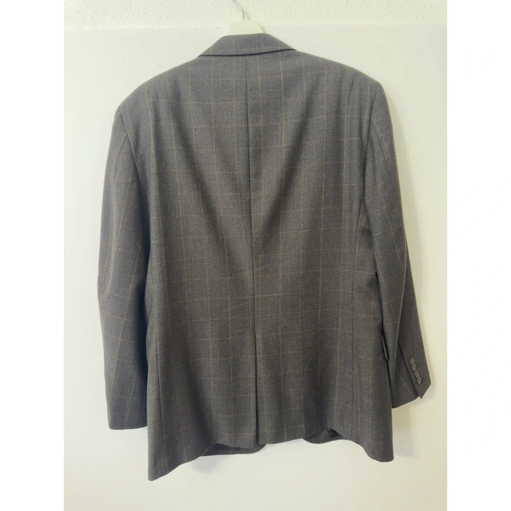 Jos A Bank Signature Collection Blazer‎ Mens 42R Brown Blue Glen Plaid 100% Wool